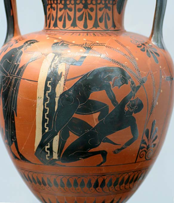 Pankraiton. The right boxer signals giving up by raising his finger high (c. 500 BC)