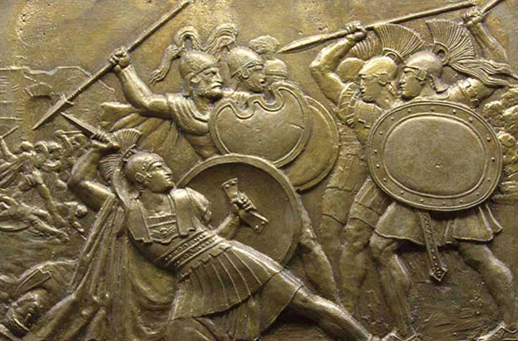 Reliefs based on the Pinelli engraving (1928). It depicts a scene from the everyday life and the campaign of Alexander the Great. Reliefs by the sculptor Pr. Tzanoulinos (bronze). Hellenic War Museum (Athens, Greece). (CC by 2.0 / Tilemahos Efthimiadis)