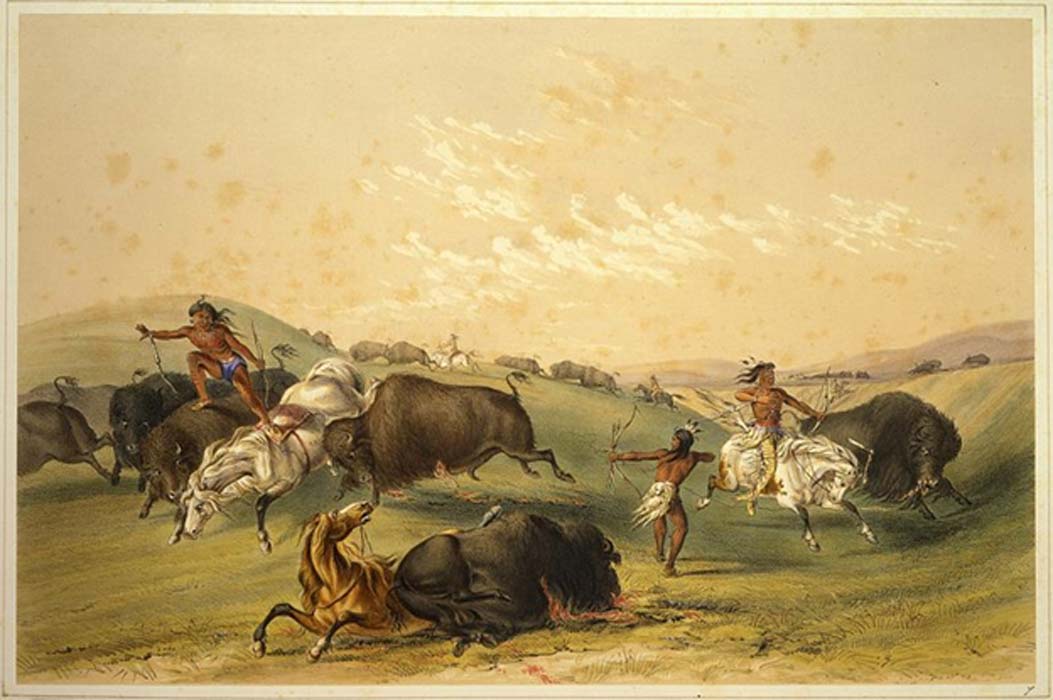 Buffalo Hunt: A Numerous Group by George Catlin 1844.