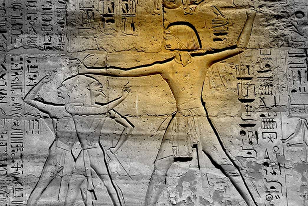 Ramesses III smites his enemies. Design by Anand Balaji. 
