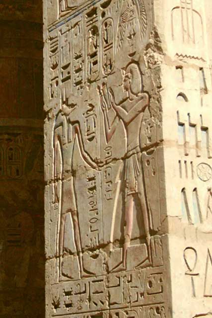 Ramesses III worships Wepwawet in this relief from his mortuary temple at Medinet Habu. (Photo: Steve F-E-Cameron) (CC BY-SA 3.0)