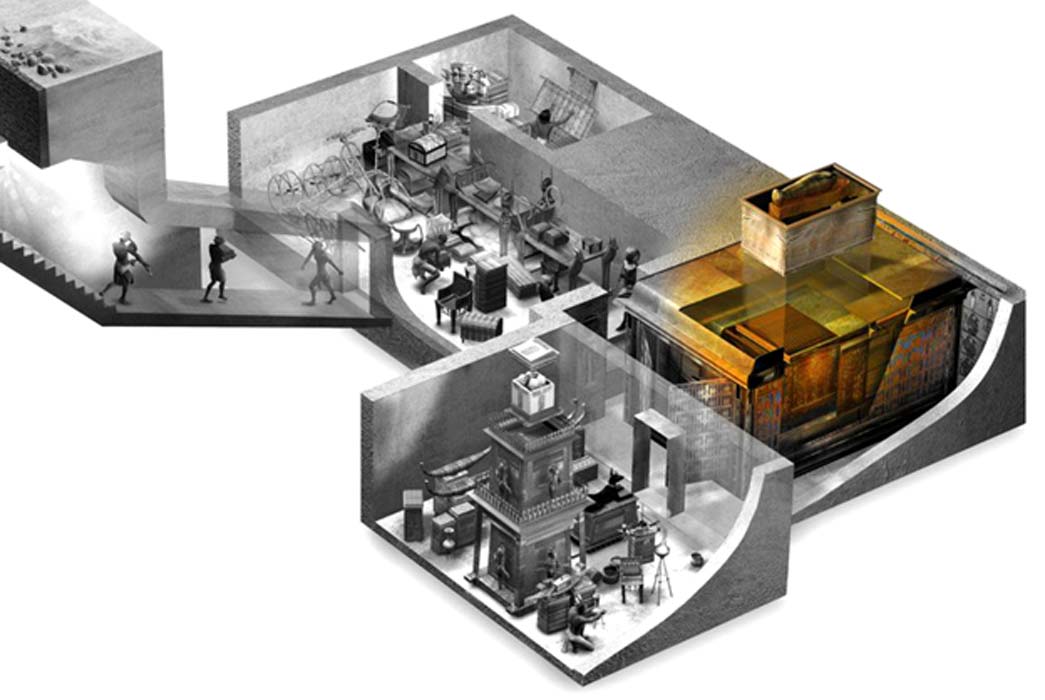 This artist’s impression shows Tutankhamun’s tomb in the process of being stocked in antiquity. The entire exercise seems to have been a rushed affair as Howard Carter noted. (Anand Balaji/DepositPhotos.com)