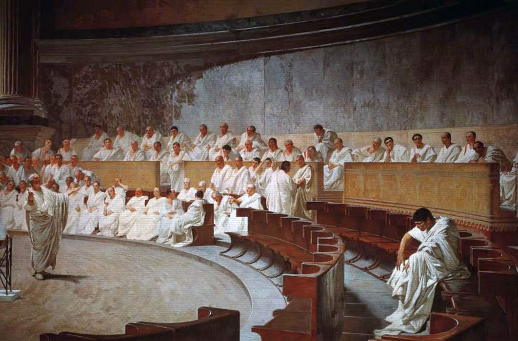 Cicero Denounces Catiline  by Cesare Maccari  (1888) (Public Domain)