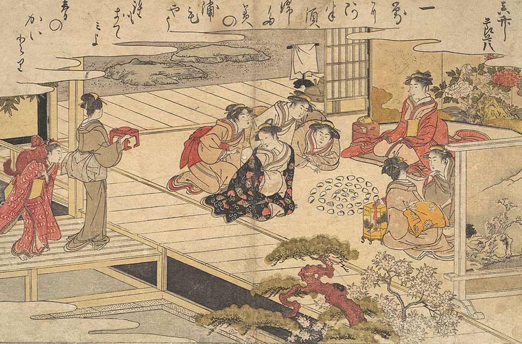 Noble ladies enjoying Kai-awase. Print of Metropolitan Museum of Art (Kitagawa Utamaro / CC0)