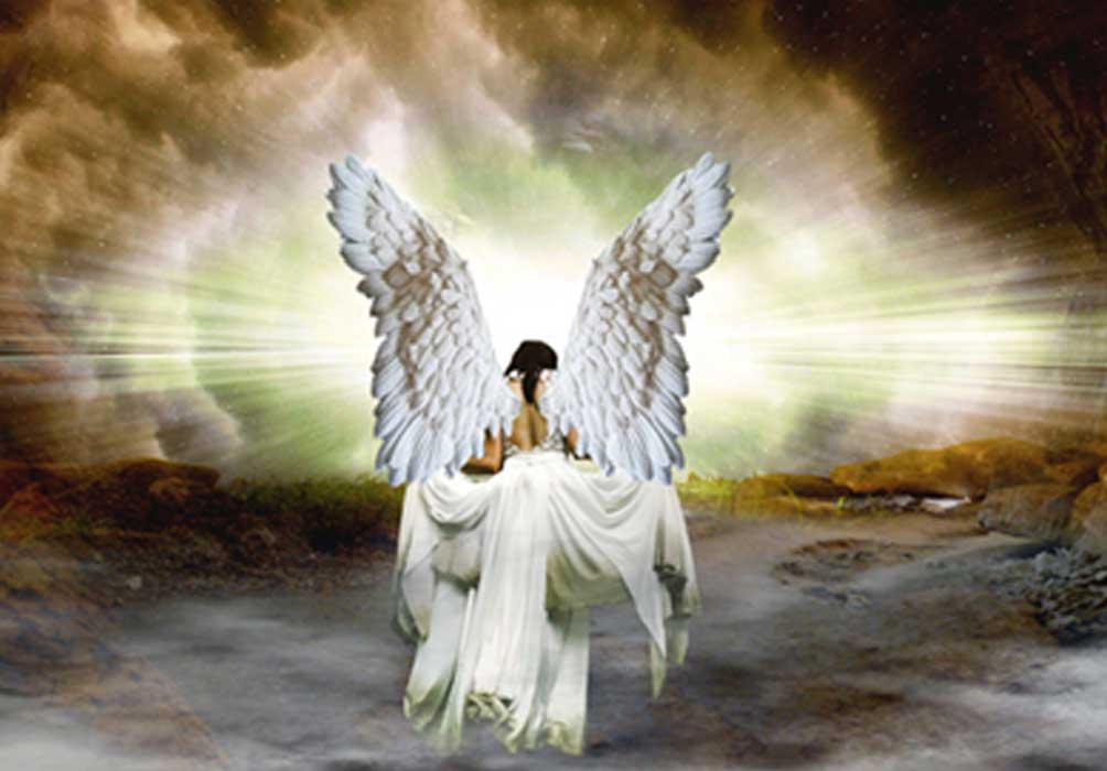 Angel entering heaven