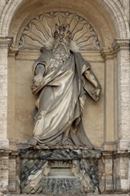 Statue of Moses by Leonardo Sormani and Prospero Antichi.  Acqua Felice fountain, in Rome. (Public Domain)