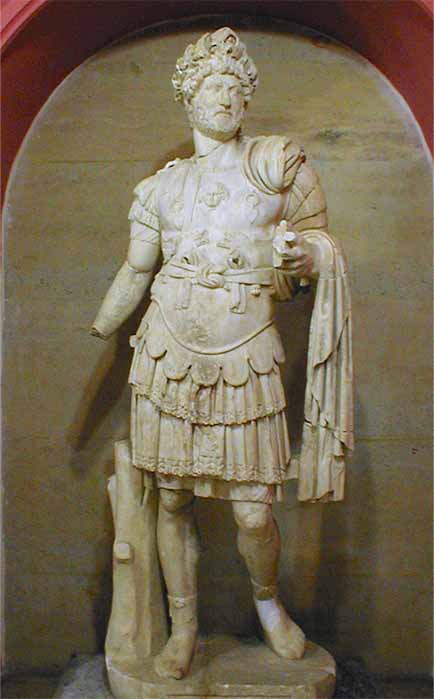 Statue of Hadrian in military garb, wearing the civic crown and muscle cuirass, from Antalya, Turkey (CC BY-SA 2.0)