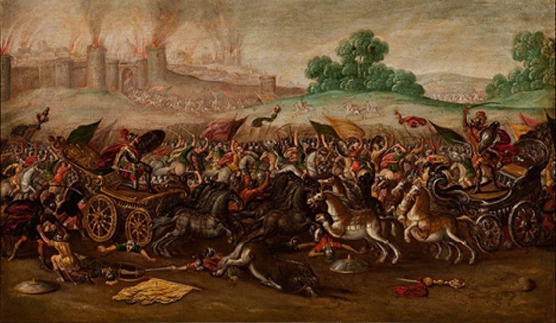 The Burning of Jerusalem by Nebuchadnezzar’s Army by Juan de la Corte (1580 - 1663) Fundación Banco Santander Collection (Public Domain)