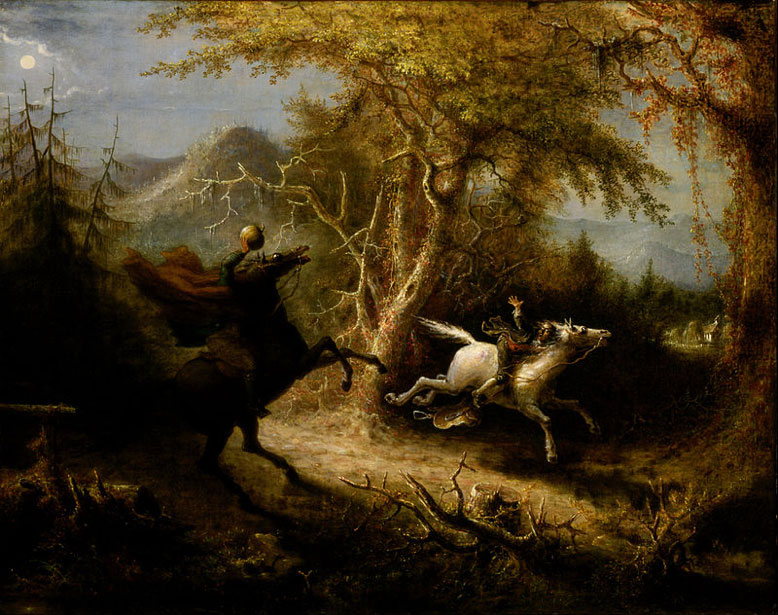 The Headless Horseman Pursuing Ichabod Crane, painting by John Quidor (1858). (Public Domain)
