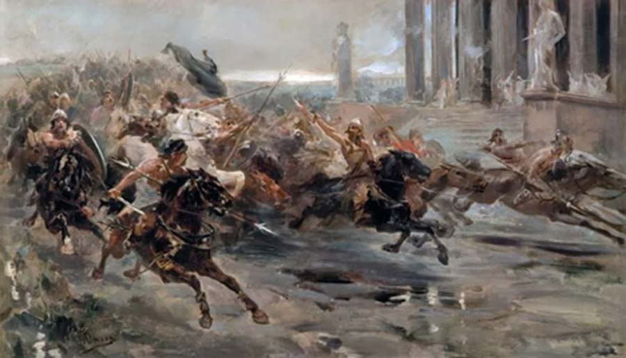 The Huns approaching Rome by Ulpiano Checa (1887) (Public Domain)
