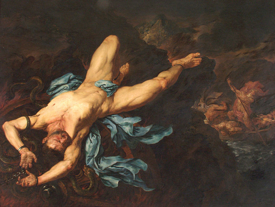 The Torture of Ixion by Giovan Battista Langetti  (1635–1676) Museo de Arte de Ponce (Public Domain)
