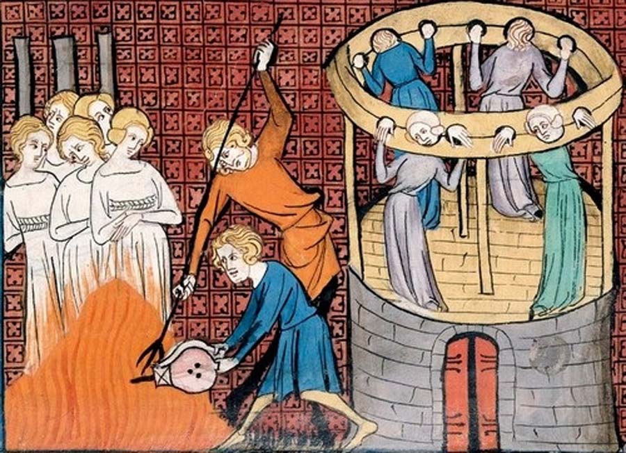 Torturing and execution of witches in medieval miniature. (Public Domain)