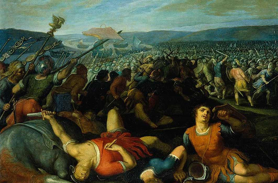 Batavians defeating Romans on the Rhine by Otto van Veen (1612) 
