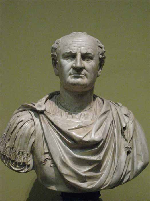 Vespasian, rose from the ranks to become Emperor of Rome and on his deathbed rumored to have murmured: Vae, puto deus fio. Translation: "Oh dear, I think I'm becoming a god! (CC BY-SA 3.0)