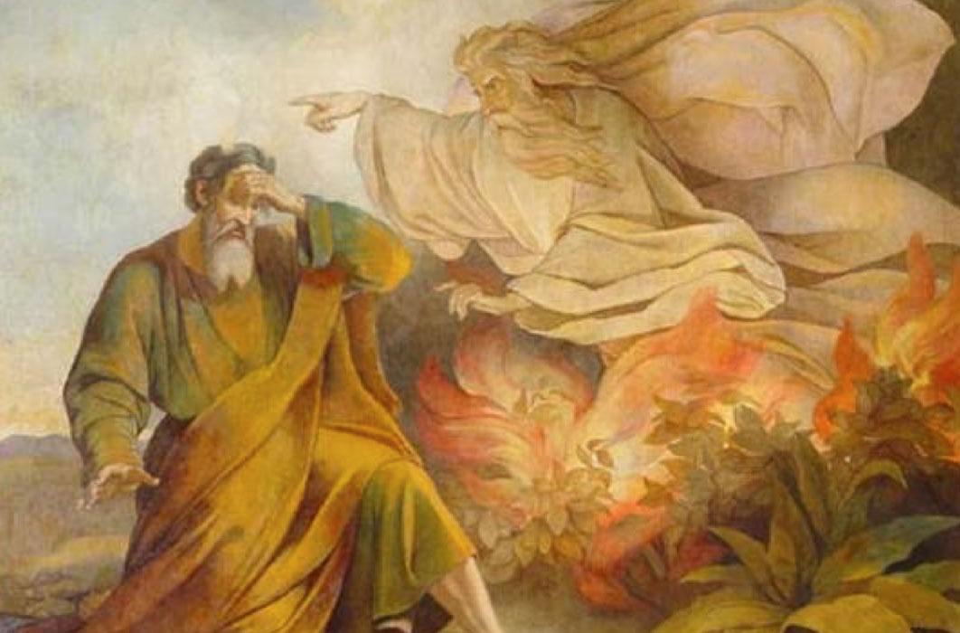 God Appears to Moses in Burning Bush by Eugène Pluchart (1848). Saint Isaac's Cathedral, Saint Petersburg. (Public Domain)