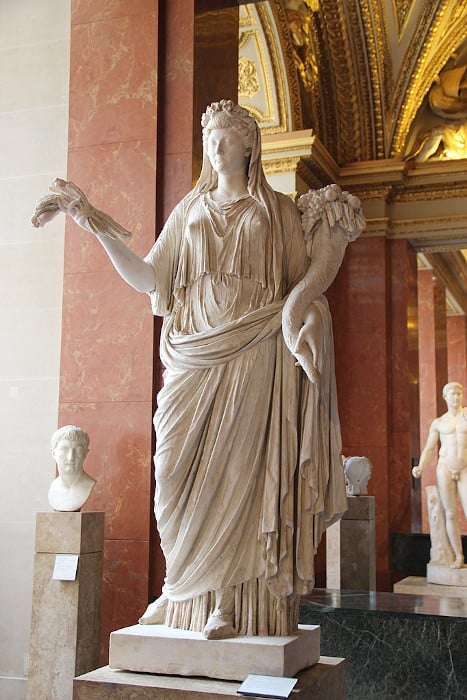  A Roman Marble Status of Empress Livia as the Goddess Ceres.