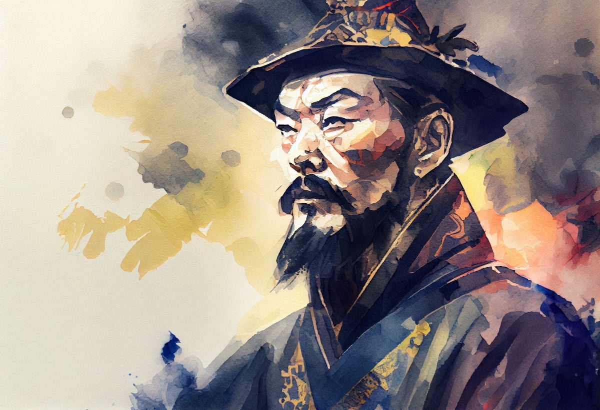 AI generated watercolor illustration of Sun Tzu.