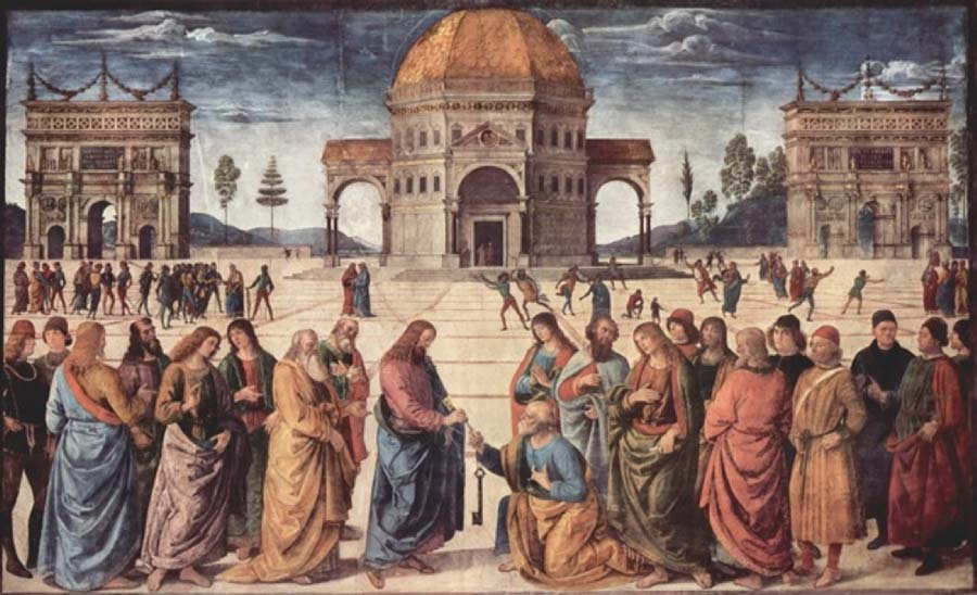Christ Giving the Keys to St. Peter by Pietro Perugino (1480) (Public Domain)