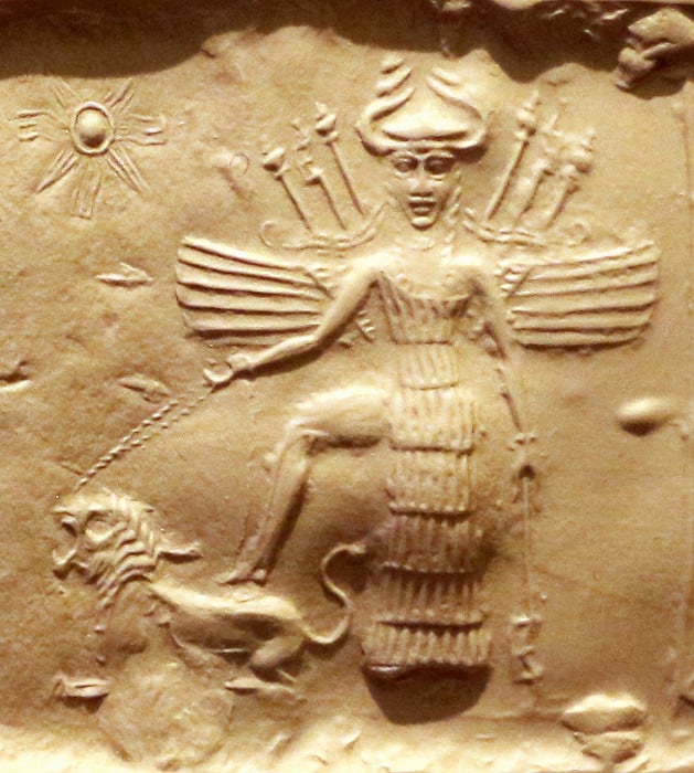 Ishtar on an Akkadian cylinder seal impression. 