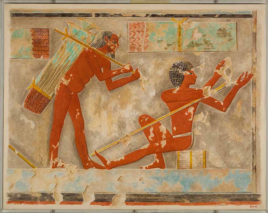 Men harvesting and working papyrus in the tomb of Puyemre (ca. 1479–1458 BC). Reproduction Hugh R Hopgood. Metropolitan Museum of Art (Public Domain)