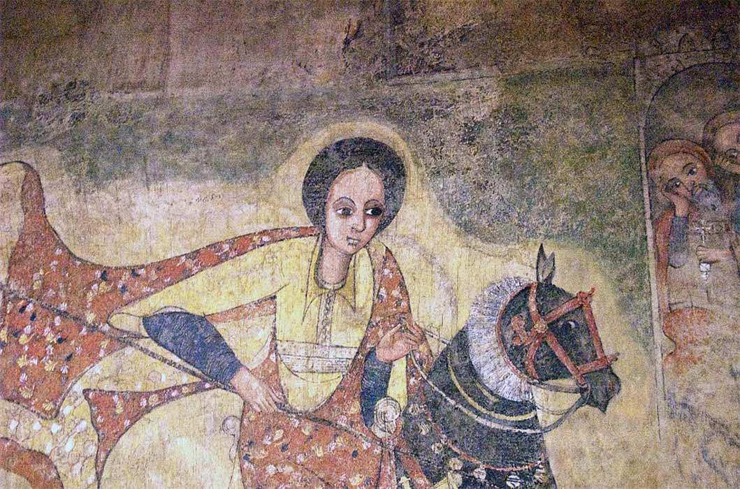17th-century AD painting of the Queen of Sheba from a church in Lalibela, Ethiopia.  National Museum of Ethiopia in Addis Ababa (CC BY-SA 2.0)