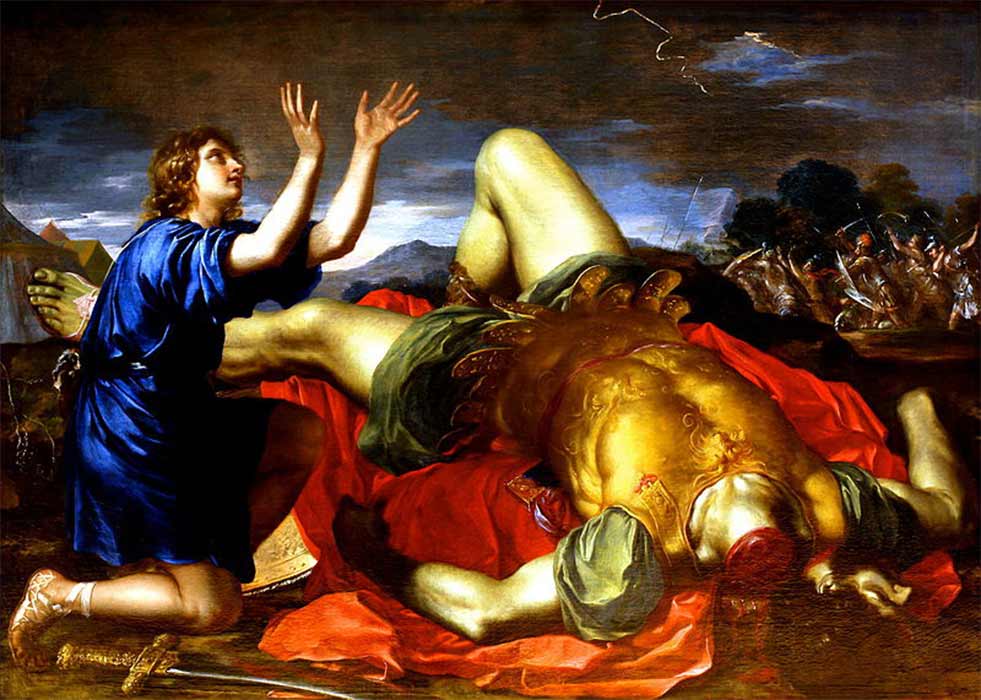 Rendition of Goliath's fall attributed to Charles Errard the Younger (18th century) (Public Domain)