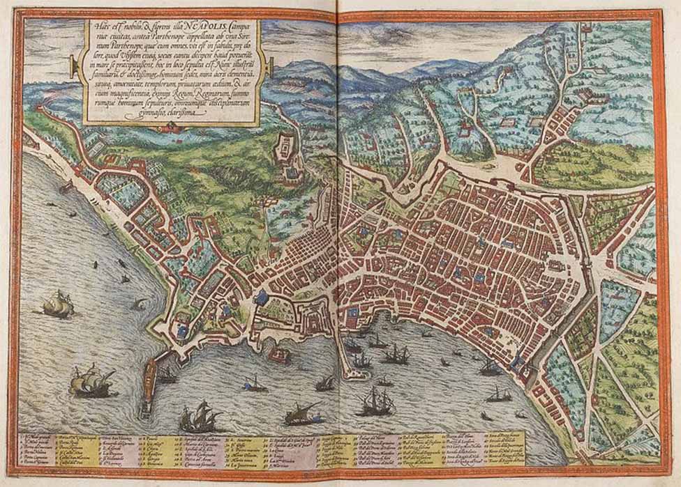 Map of Naples by Georg Braun; Frans Hogenberg (1572) Universitätsbibliothek Heidelberg (Public Domain)