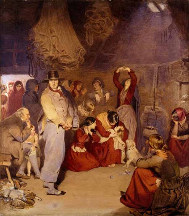 The Aran Fisherman's Drowned Child by Frederic William Burton, which appears to show paid keening women in the doorway (1851)(Public Domain)