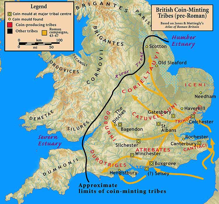Conquests under Aulus Plautius, focused on the commercially valuable south-east of Britain. (CC BY-SA 3.0)