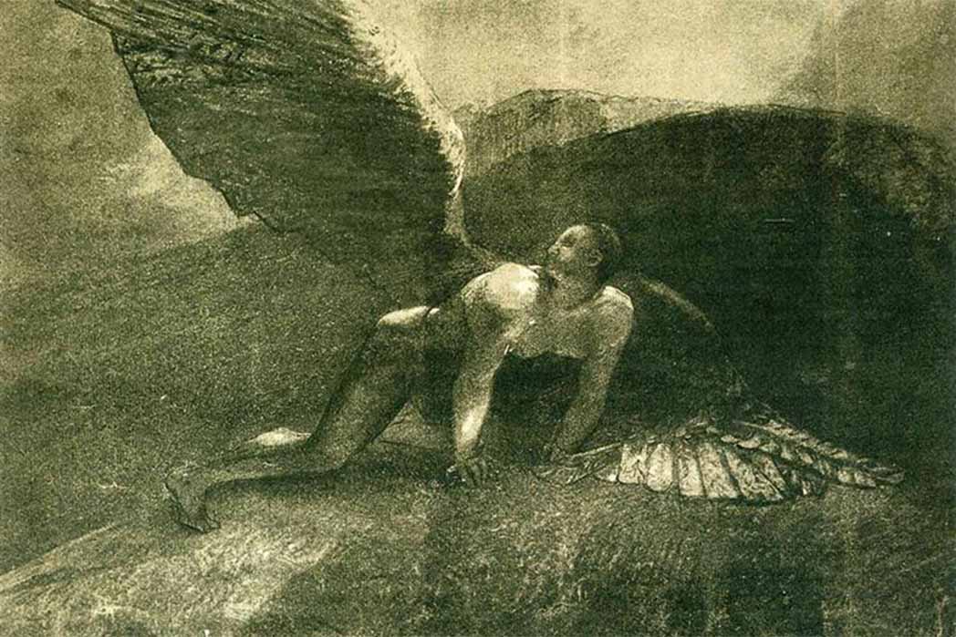The Qumran Book of Giants tells the story of pre-diluvian origins of evil and the fate of the Watchers and their giant offspring. Fallen Angel by Odilon Redon, (1872). (Public Domain)