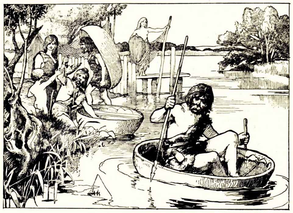 Britons with coracles – from Cassell's History of England, Vol. I, 1909. (Public Domain)
