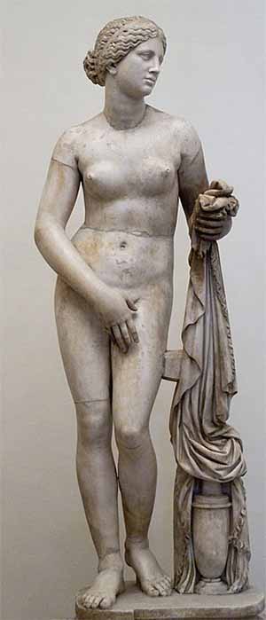 Roman copy of Praxiteles’ statue of Aphrodite of Cnidus (Public Domain)
