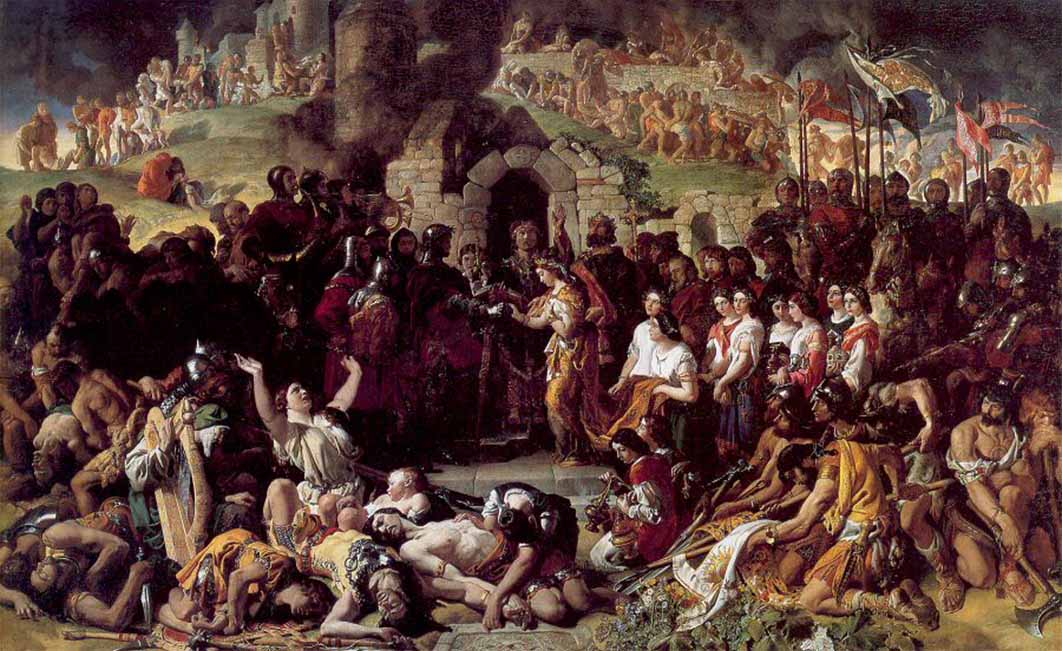 Depiction of the marriage of the Norman Lord Strongbow to the Irish princess Aoife in Waterford in 1170 by Daniel Maclise (Public Domain)