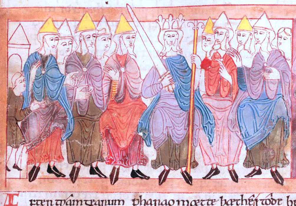 An Anglo-Saxon King and his witan – women were often excluded in history (Public Domain)
