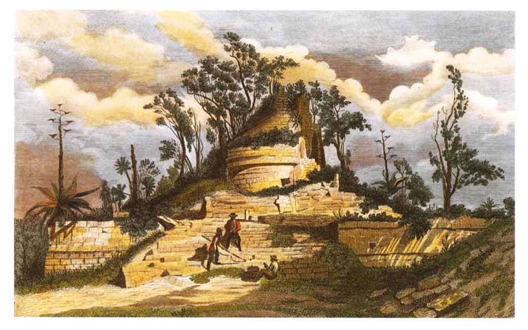 Lithograph of El Caracol.  Views of ancient monuments in Central America, Chiapas and Yucatan. London: Published by F. Catherwood, (1844)