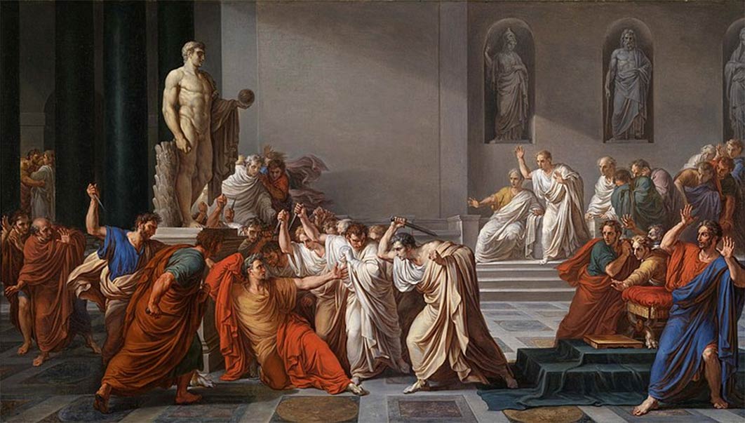 The Death of Caesar by Vincenzo Camuccini (1804) Galleria Nazionale d'Arte Moderna e Contemporanea. (Public Domain)