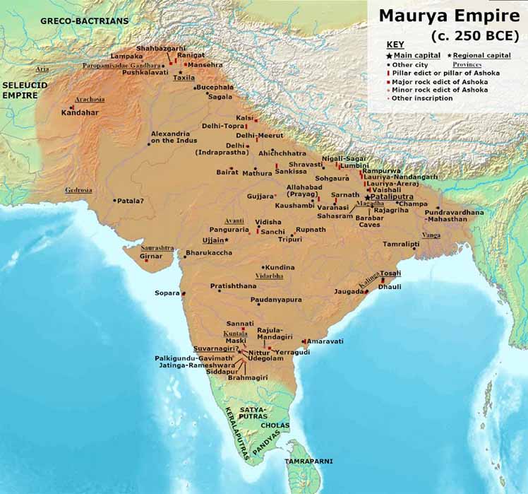 Location of the Mauryan Empire. (CC BY-SA 3.0)