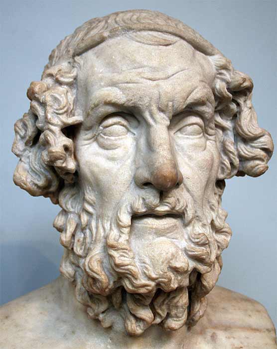 Roman bust of Homer (second century AD)(Public Domain) Representation of Hesoid (CC BY-SA 2.5)