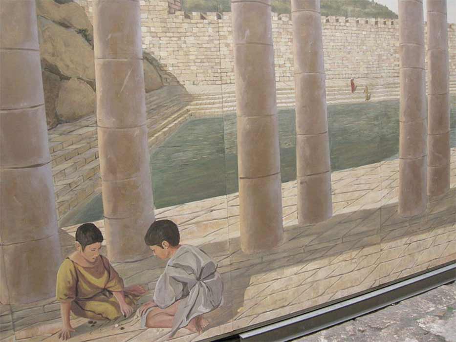 The Carpenter’s son at the Pool of Siloam in the Second Temple period (Artist’s reconstruction) (Public Domain)