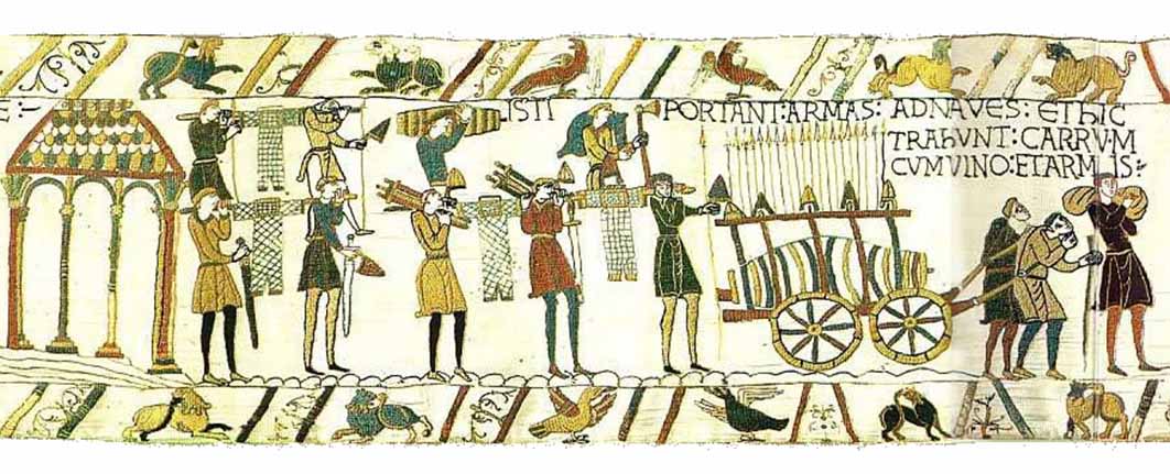 Scene from the Bayeux Tapestry showing Normans preparing for the invasion of England (Public Domain)