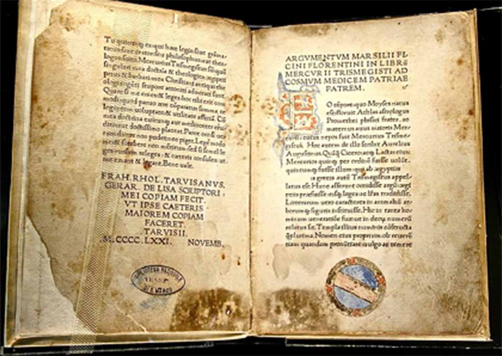 First Latin edition of the Corpus Hermeticum (CH), translated by Marsilio Ficino, 1471 AD (Public Domain)