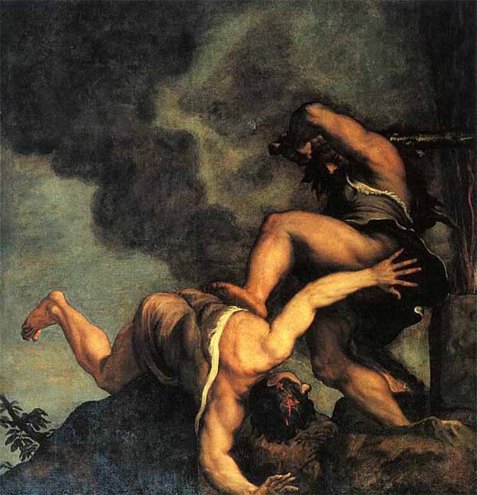 Cain slaying Abel by Titian (1542) (Public Domain)