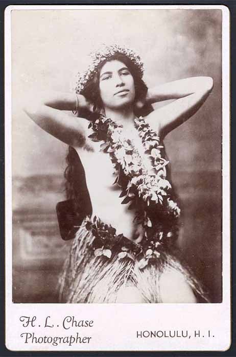 Pele can appear as a beautiful young woman. Photograph by HL Chase (1880s) (Public Domain)