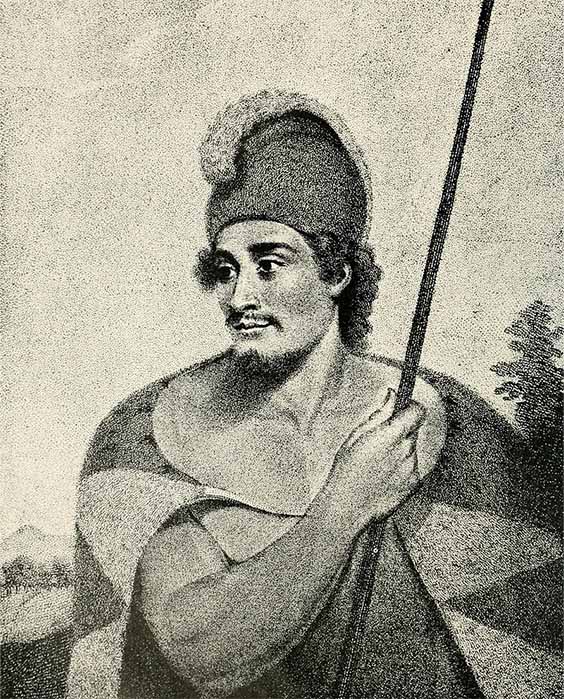 Tianna, a Prince of Atooi, member of the Ari’I, in John  Meares’ ‘Voyages Made in the Tears 1788 and 1789’ (Public Domain)