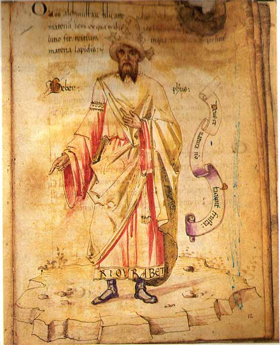 The alchemist Jabir ibn Hayyan, from a 15th century European portrait of Geber, Codici Ashburnhamiani 1166 (Public Domain)