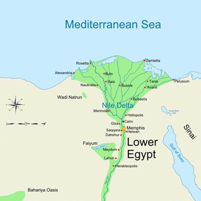 Map of ancient Lower Egypt showing Heliopolis ( MinisterForBadTimes/ CC BY-SA 3.0)