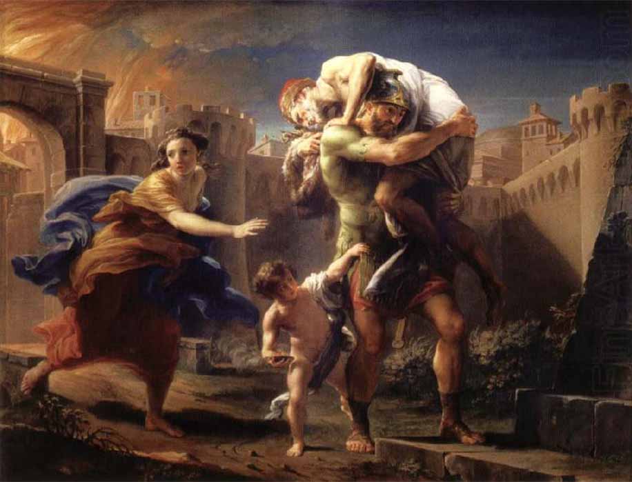 Aeneas fleeing from Troy, by Pompeo Batoni (c. 1750) (Public Domain)