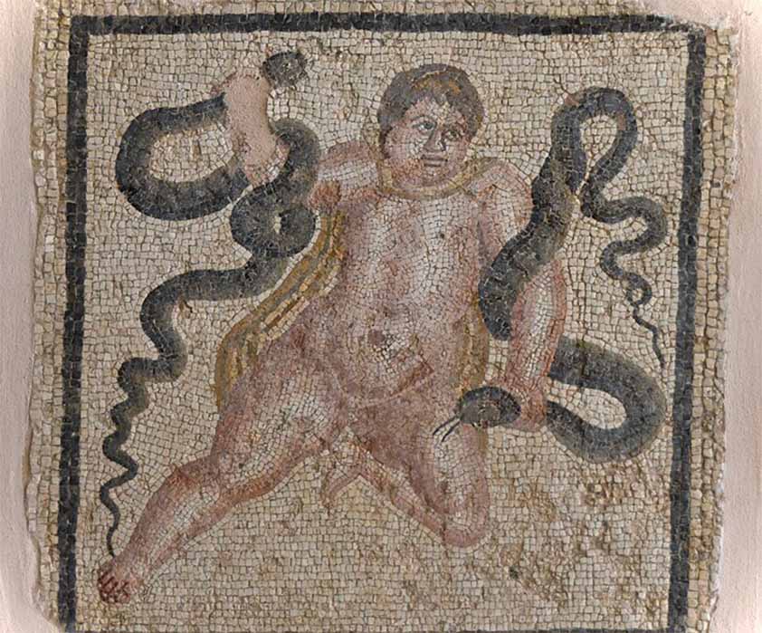The infant Hercules strangling two snakes, from Antioch (second century AD) Hatay Archaeology Museum, Antakya, Turkey (Public Domain)