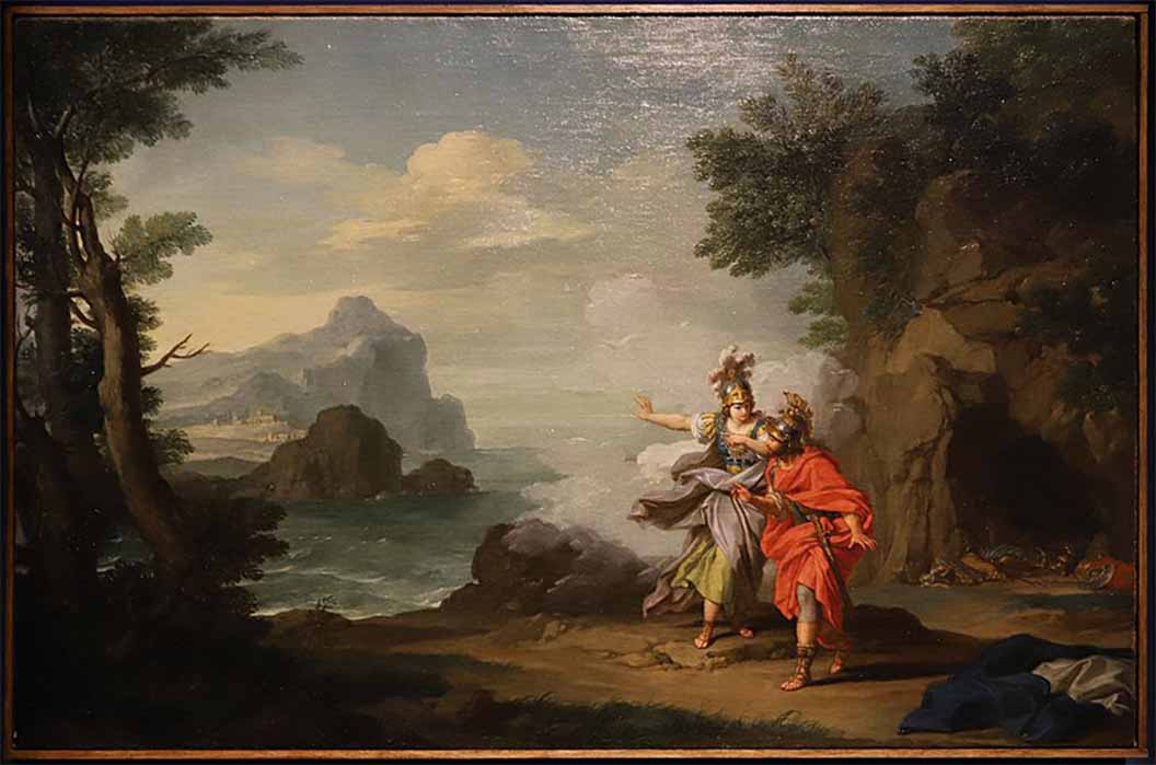 Athena showing Ithica to Odysseus, by Giuseppe Bottani (1775) (Sailko/CC BY-SA 3.0)