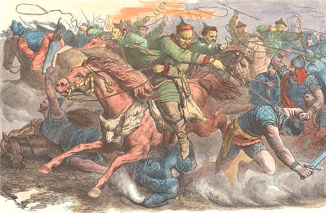 An 1870s engraving depicting the Huns in battle with the Alans. (Public Domain)